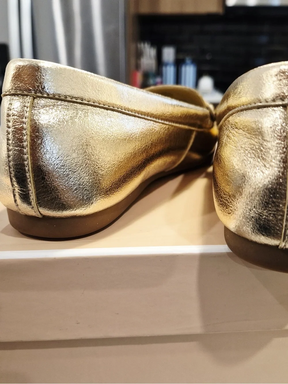 MICHAEL Michael Kors Women’s Metallic Gold Leather Loafers size 7.5